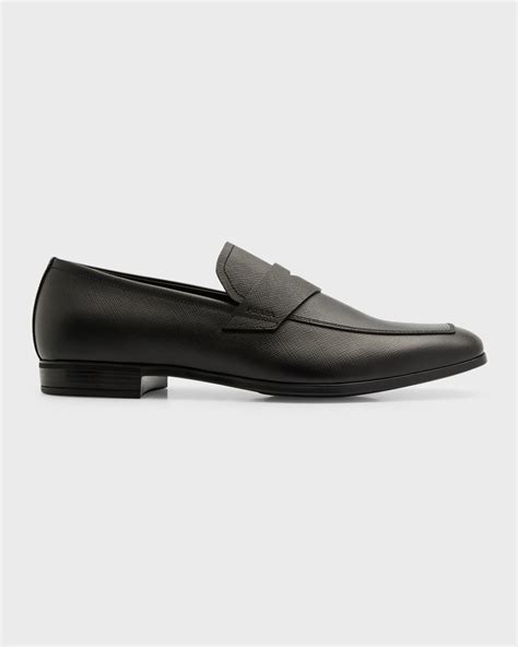 prada saffiano leather penny loafer.